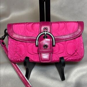 Coach Fushia Quilted Wristlet